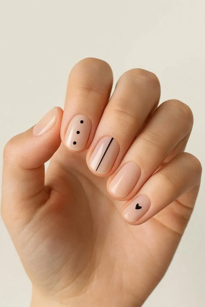  Mixed minimal nails with different simple patterns on each nail 