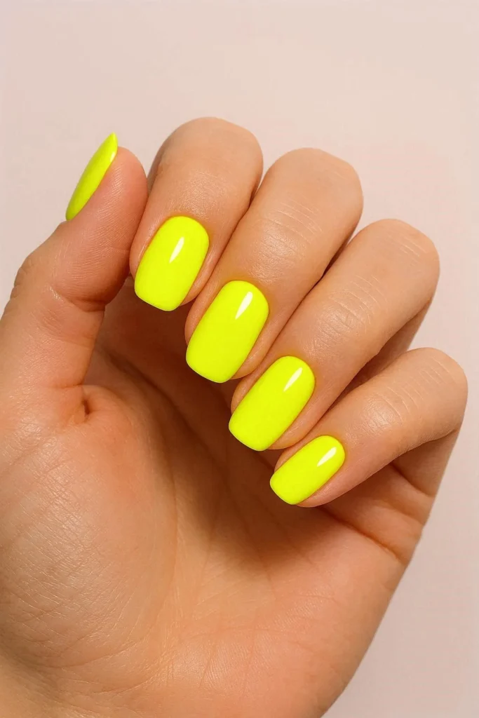 Bright neon pop Y2K nails in bold throwback shades