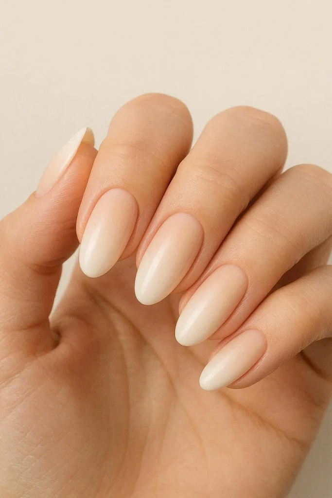 Ombre oval nails with seamless nude to blush gradient finish 