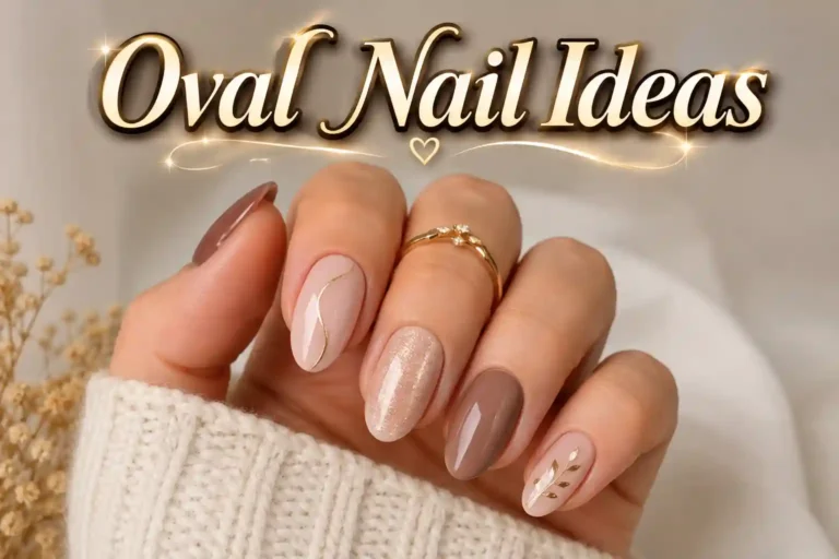 Elegant oval nail designs with glossy nude manicure