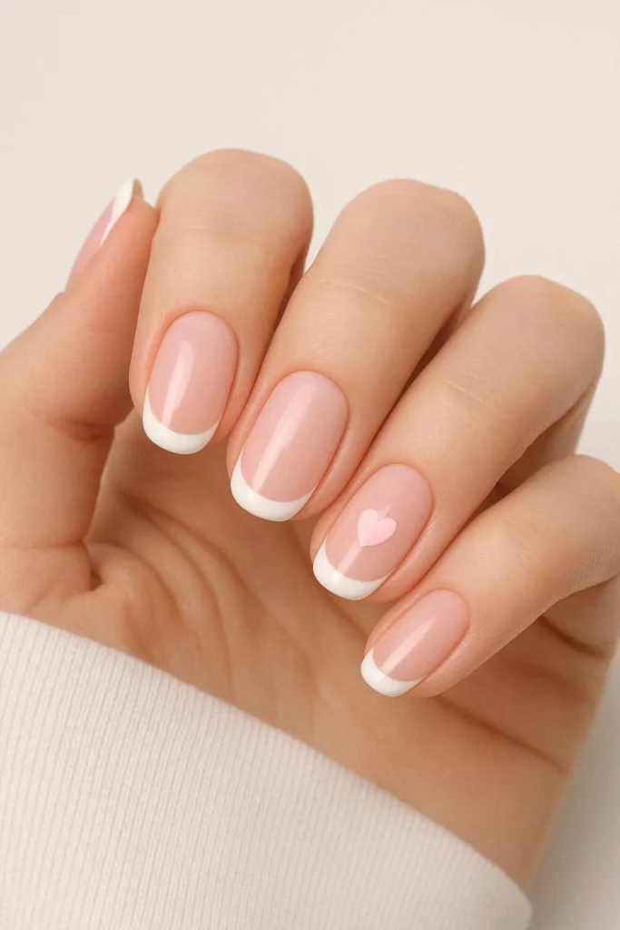 Feminine pink and white spring nails soft blooming design 
