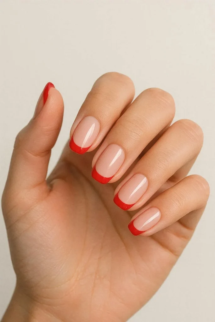 Red French tip nails for a patriotic Memorial Day look