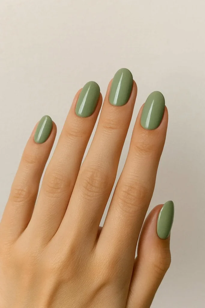 Sage green minimalist nail designs with earthy aesthetic