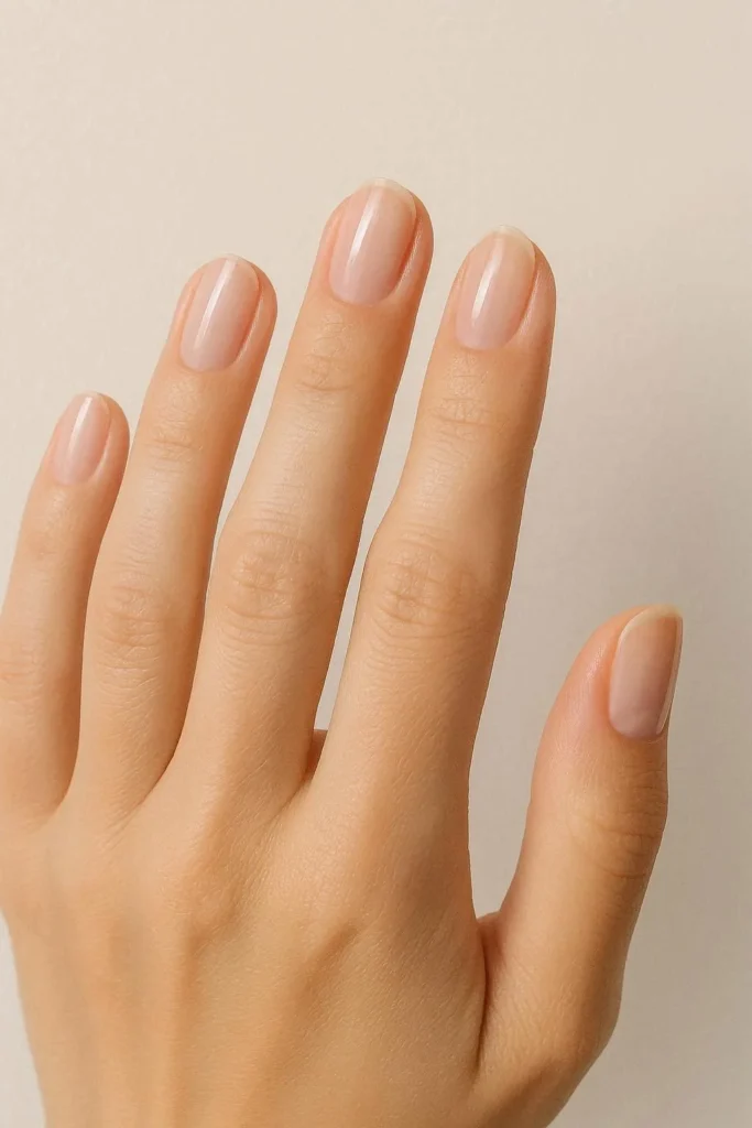 Sheer gloss plain nail ideas with clear natural polished finish