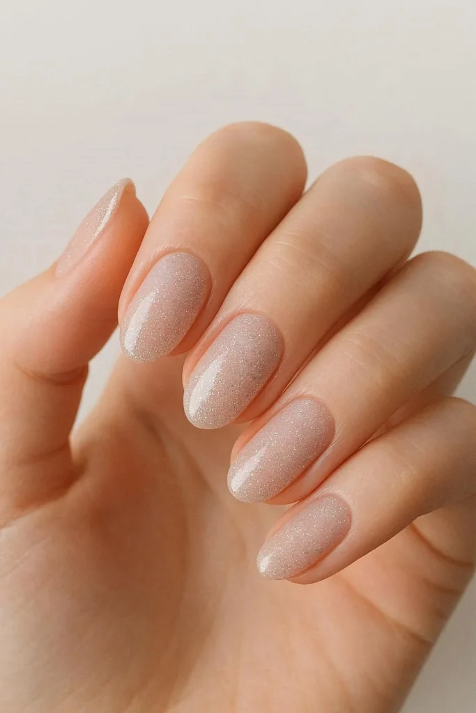 Soft glitter sparkle spring nails delicate pastel shimmer 