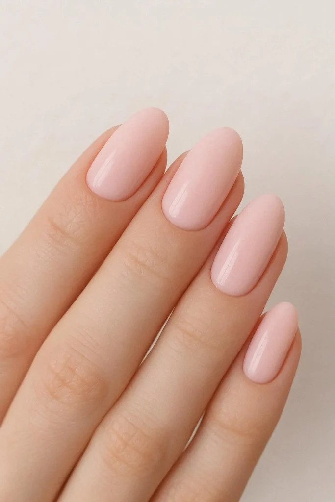Soft pink blush oval nails with delicate feminine finish