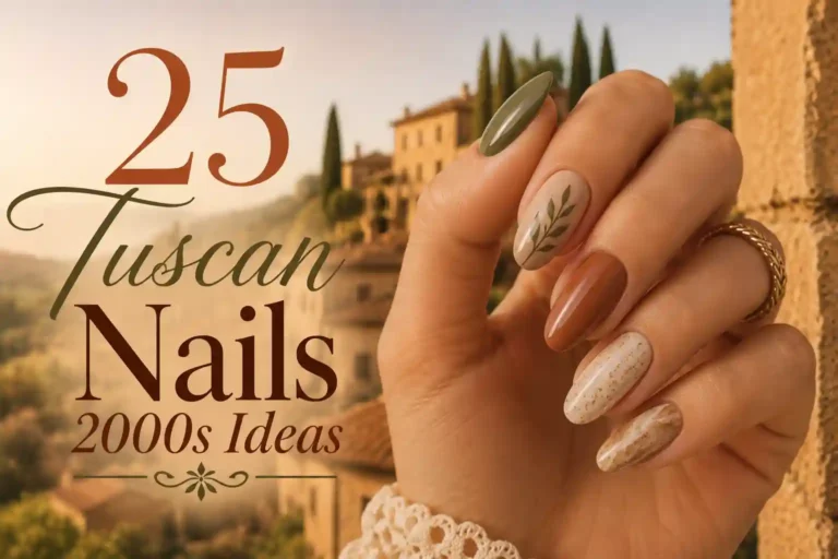 Tuscan nails 2000s ideas warm earthy vintage Italian glam