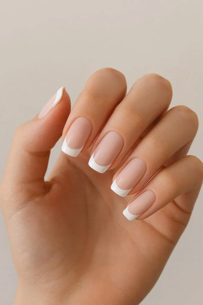 White French tip graduation nails for a polished manicure