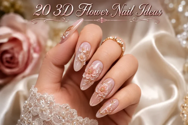 Elegant 3D floral nails with romantic luxury design