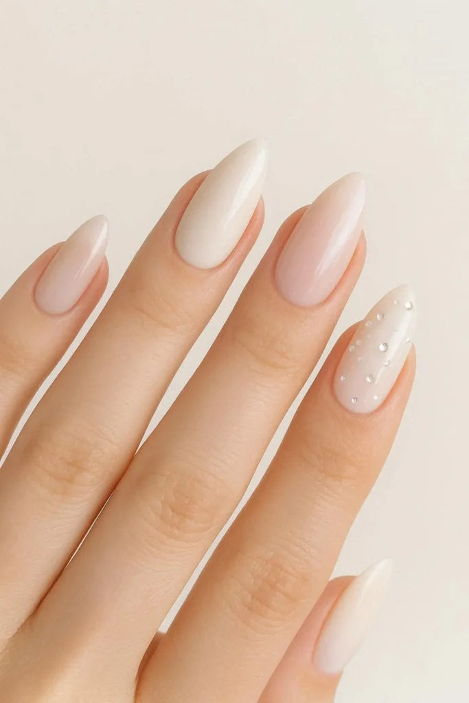Almond shape wedding nails graceful feminine elegant nail design