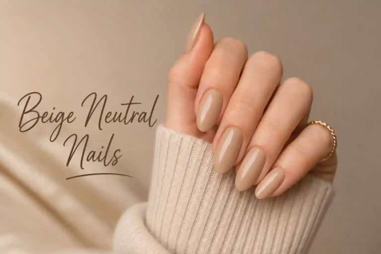 Elegant beige neutral nails with chic minimal manicure design