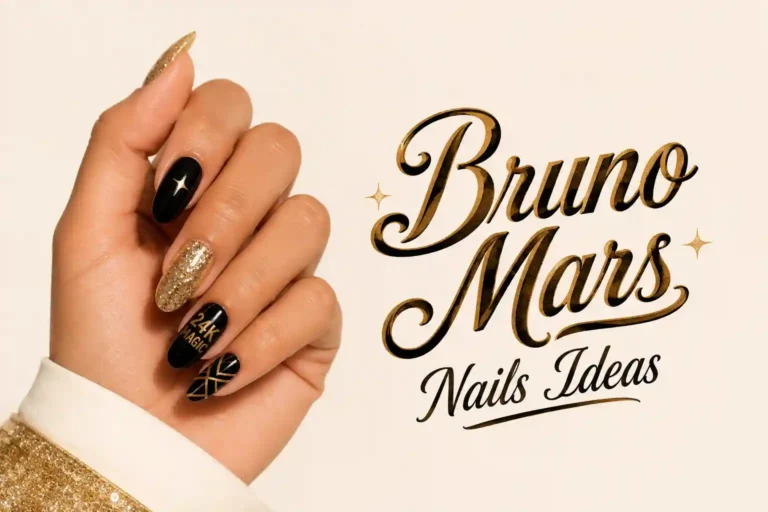 Bruno Mars inspired funky glam nail art design