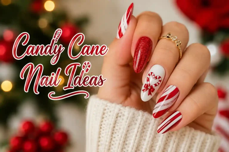 Festive candy cane nail ideas for Christmas celebrations