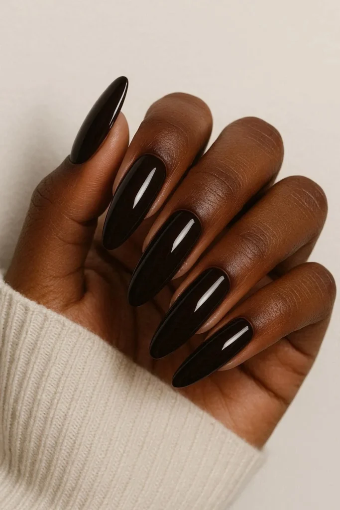 Espresso brown fall nails bold dark look Black women