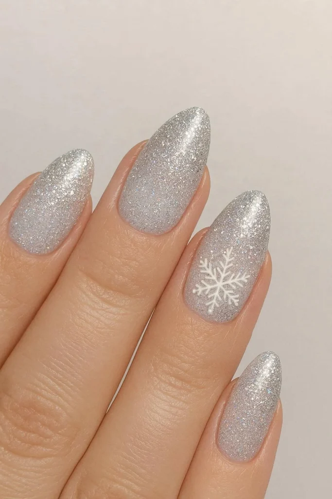 Glitter ombre winter nails sparkling snowfall inspired look