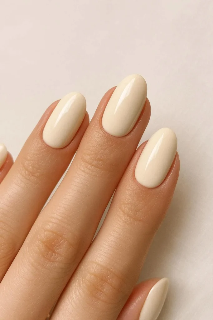 Ivory wedding nails creamy romantic soft elegant bridal party design