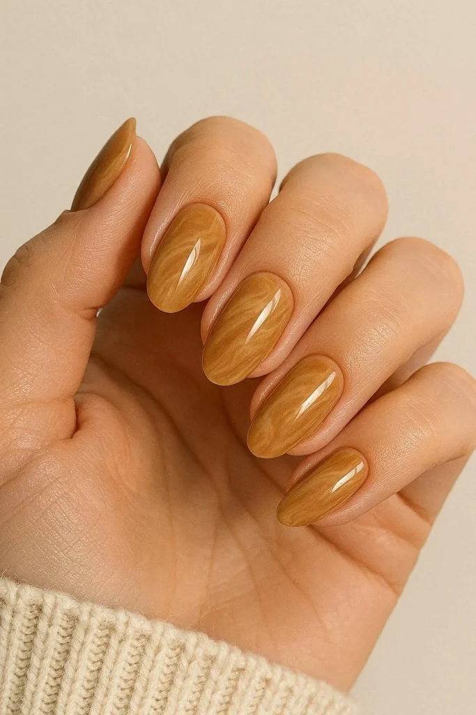 Latte beige nails inspired by warm coffee toned neutral shades