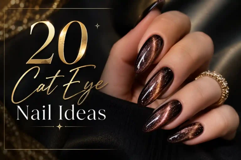 Glossy magnetic cat eye nails with luxurious shimmer