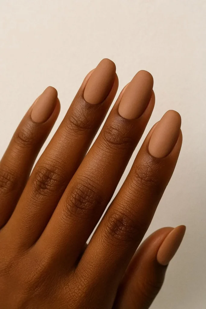 Matte nude fall nails warm tones for brown skin