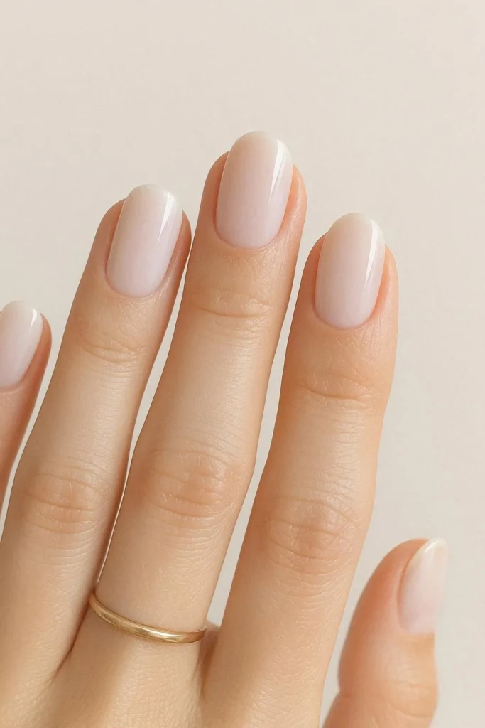 Minimal clean pink and white elegant bridal nails