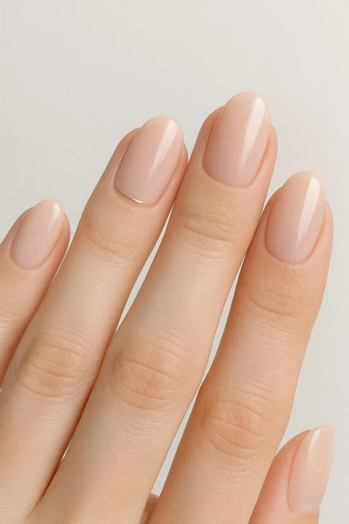 Simple minimal blush pink nails with subtle winter accent