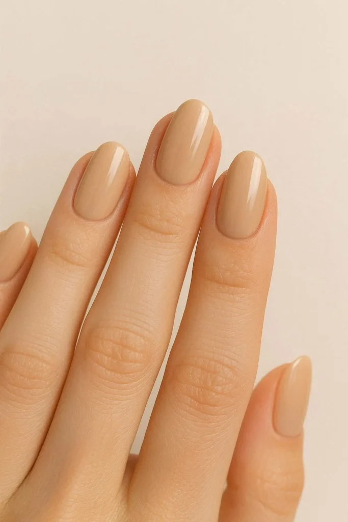 Neutral beige bridesmaid nails elegant universal classy wedding look