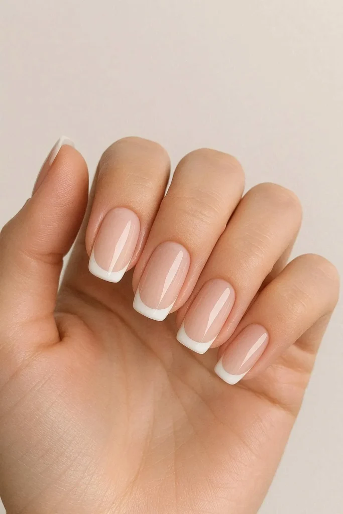 Nude French tip nails classic timeless classy wedding nail design
