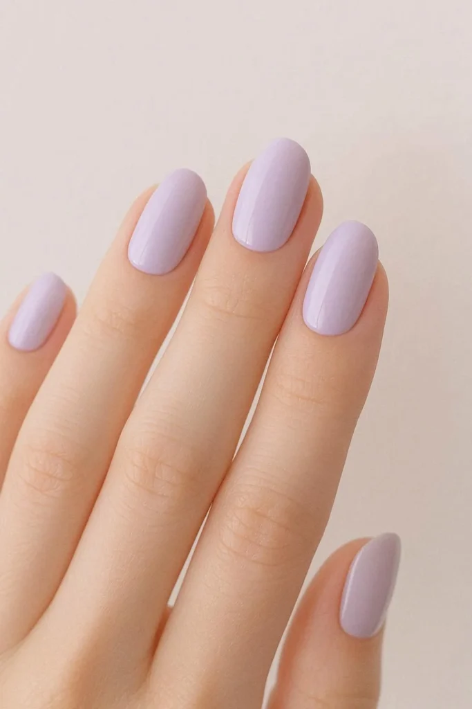 Pale lavender bridesmaid nails soft spring garden wedding manicure