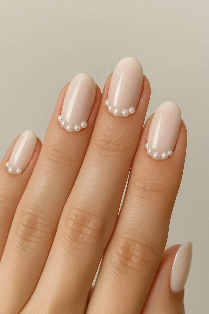 Pearl accent nail art small pearl embellishments bridal wedding nails