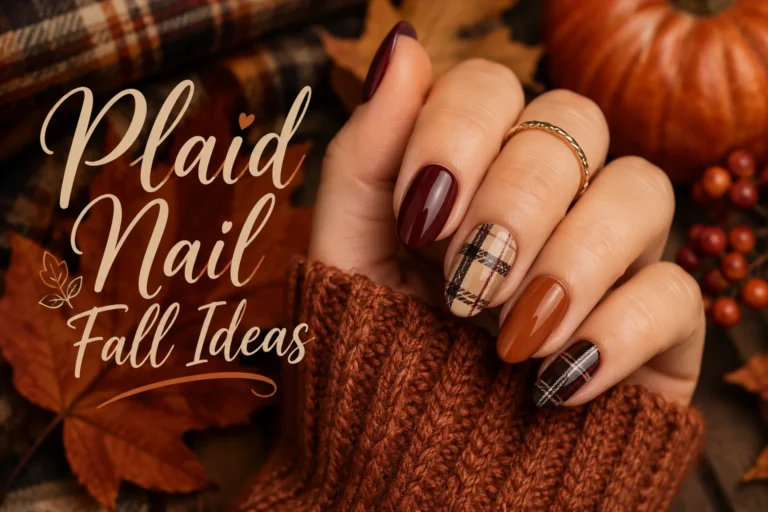 Plaid Nail Fall Ideas with cozy autumn plaid nail designs