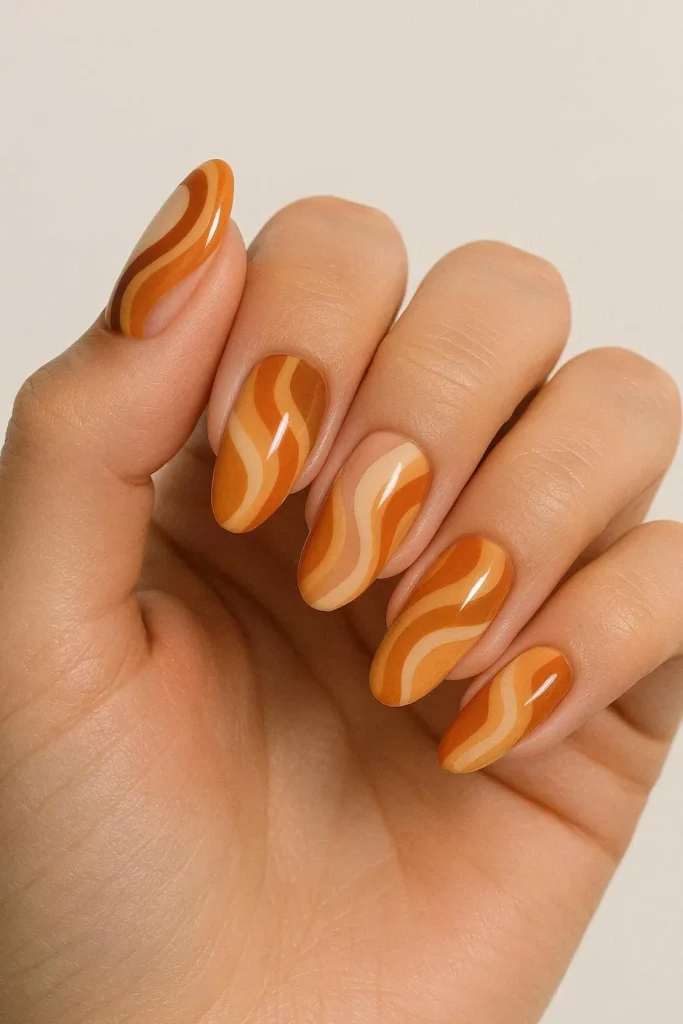 Pumpkin latte swirl nails fall nail design