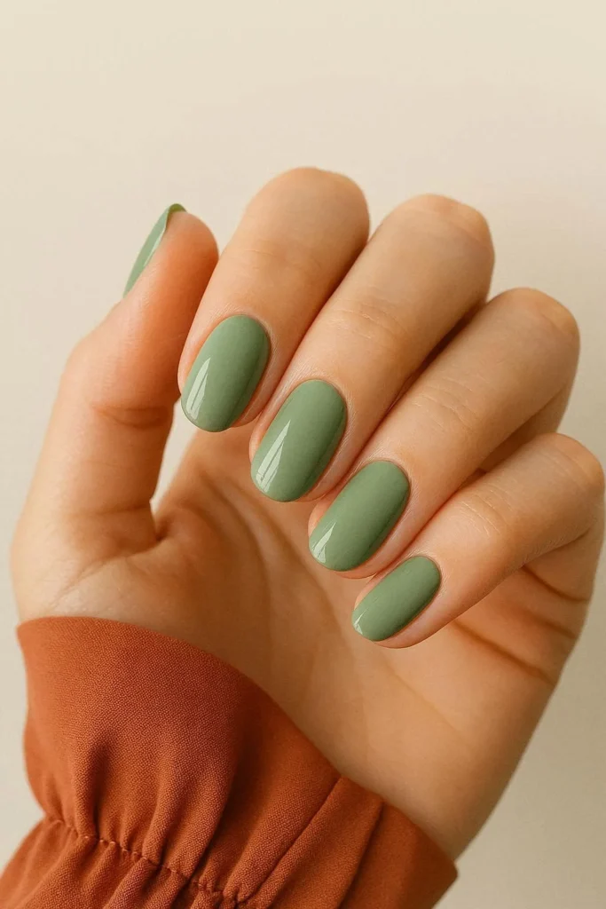 Sage green bridesmaid nails modern earthy outdoor garden wedding look