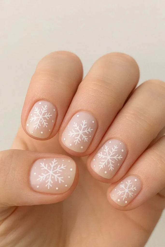 Short snowflake nails simple winter nail art designs