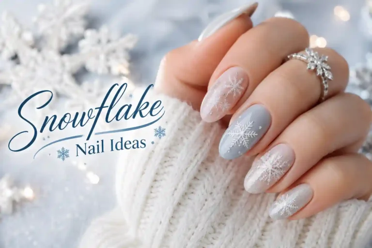 Elegant winter nails with delicate snowflake art