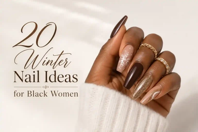 Glossy winter nails for Black women inspiration