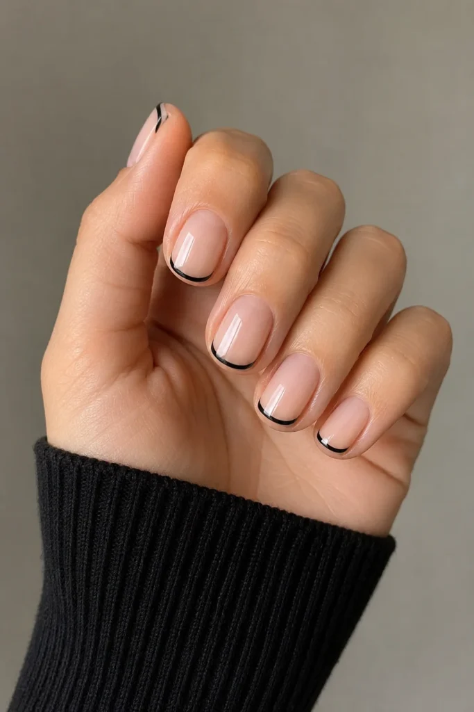 black outline french tip nails