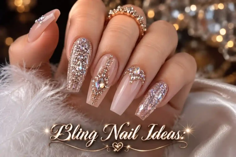 Glamorous bling nail ideas with sparkling rhinestone accents