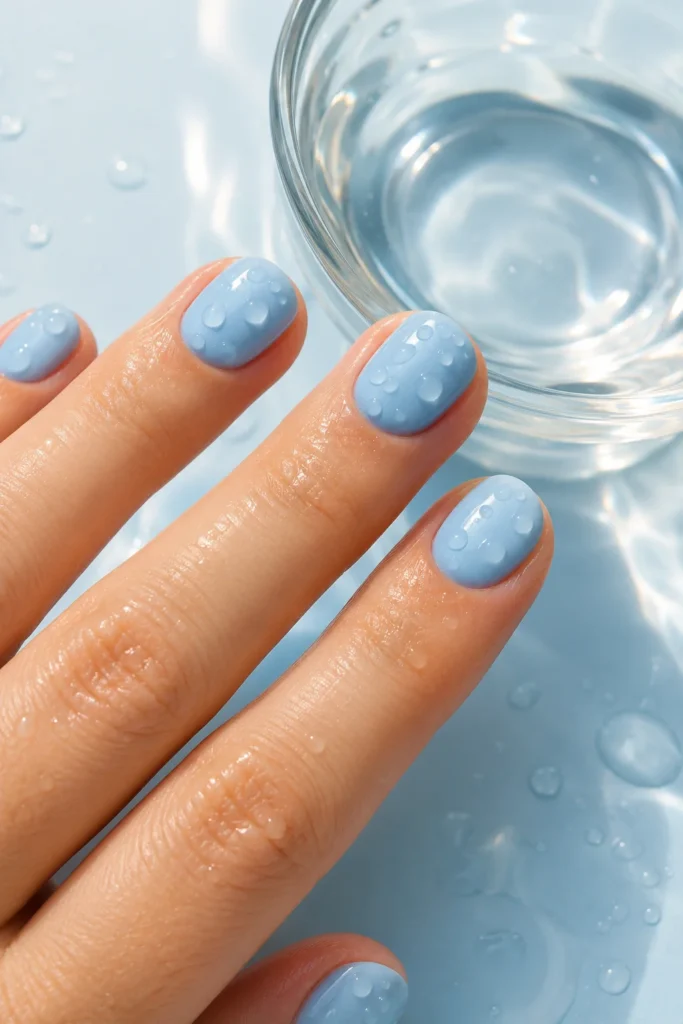 Bubble gloss mermaid nails with fresh water droplet shine