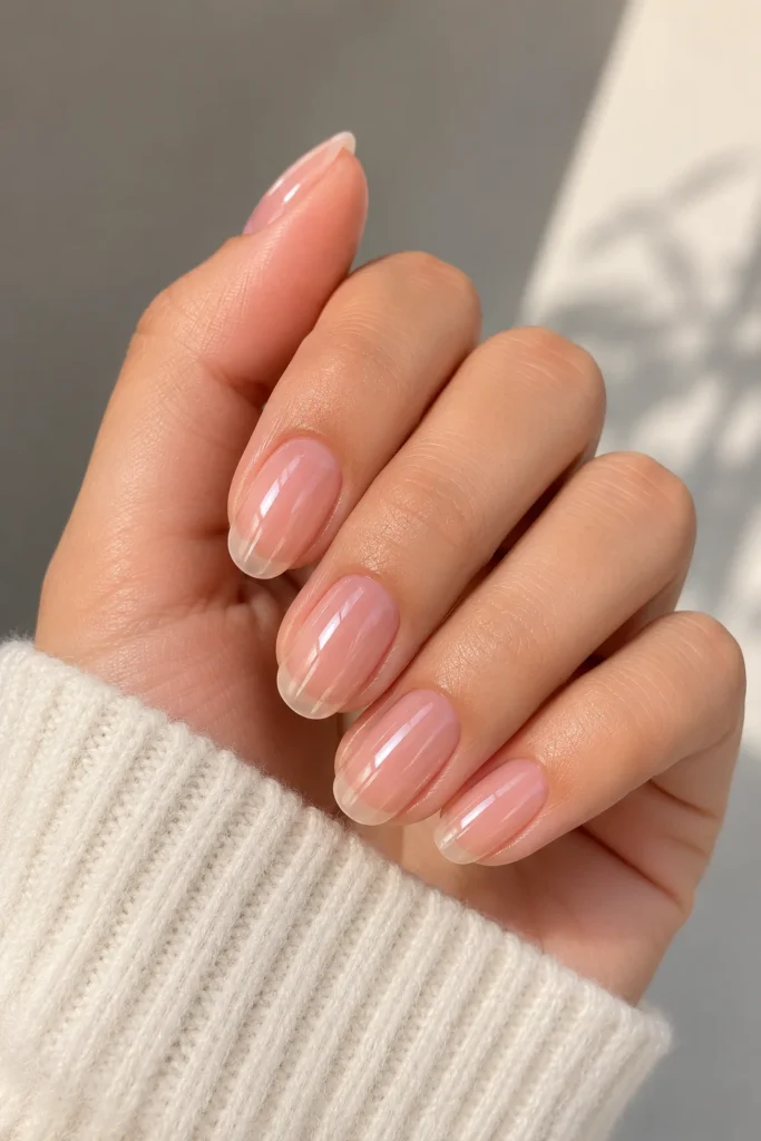 Classic crystal clear gloss nail manicure closeup shine