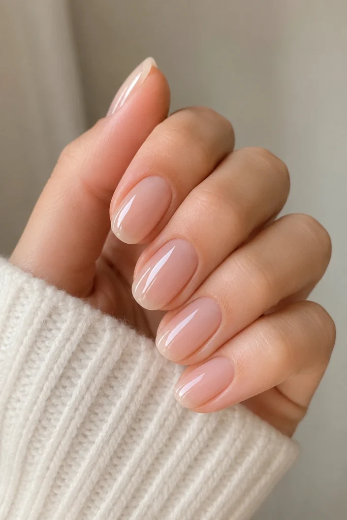 Classic sheer gloss nails natural effortless look