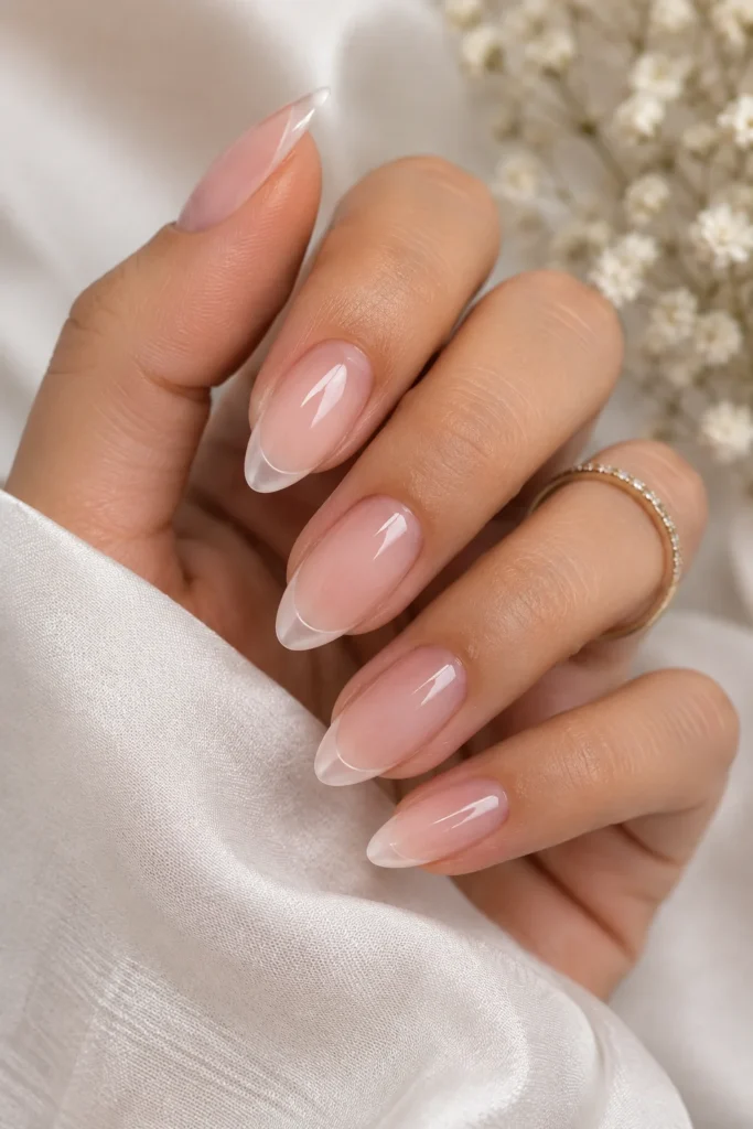 Clear french tip nails sheer modern manicure design