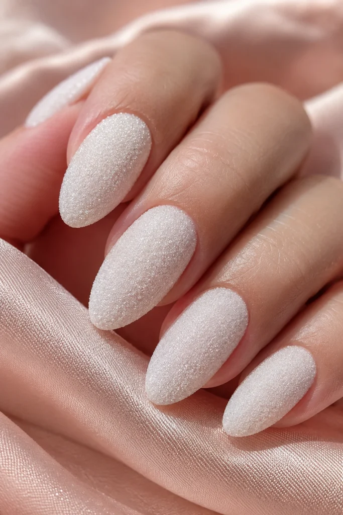 Textured sugar finish dip powder nail design.