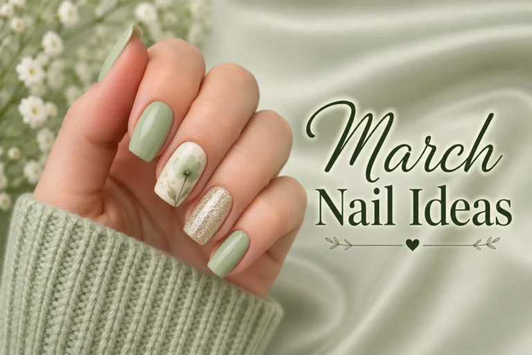 Elegant March nail ideas with soft spring floral manicure