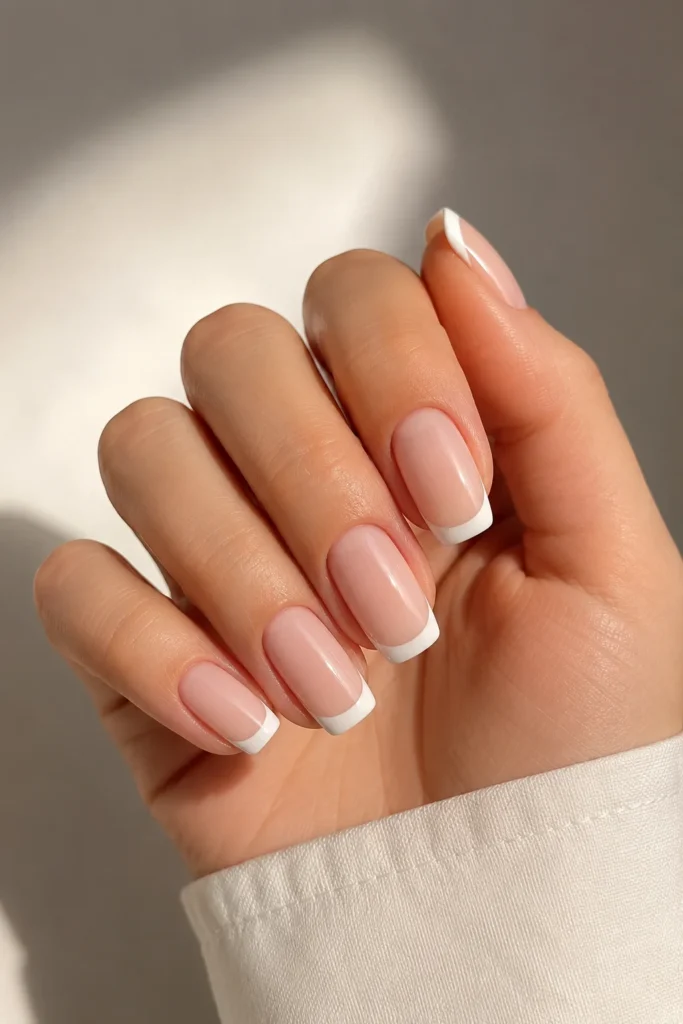 White French tip dip powder nails classic design
