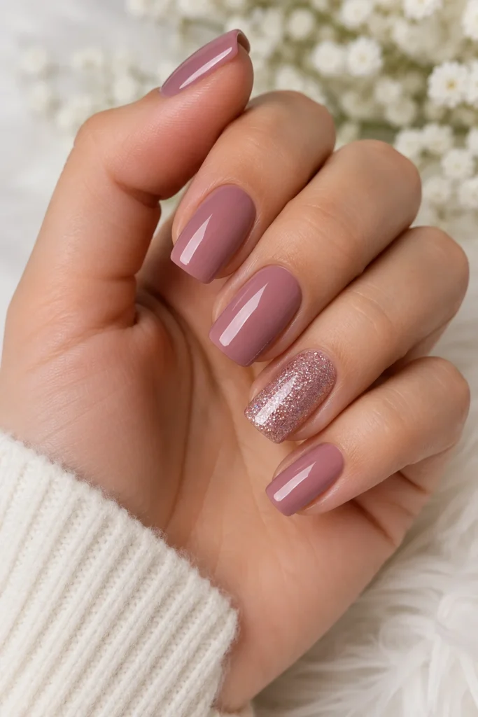Glitter accent nail dip powder manicure sparkle design