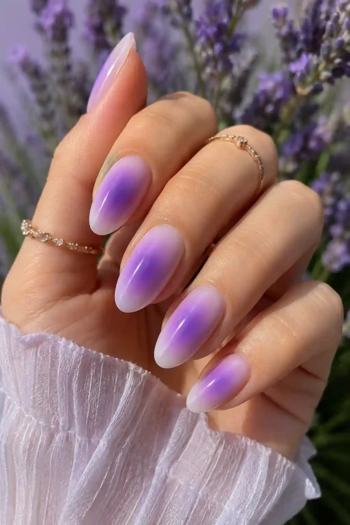 Dreamy lavender aura nails inspired by spring flowers