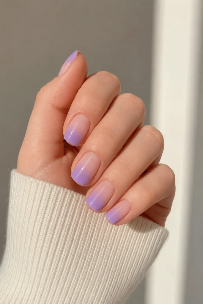 lavender ombre short nails design