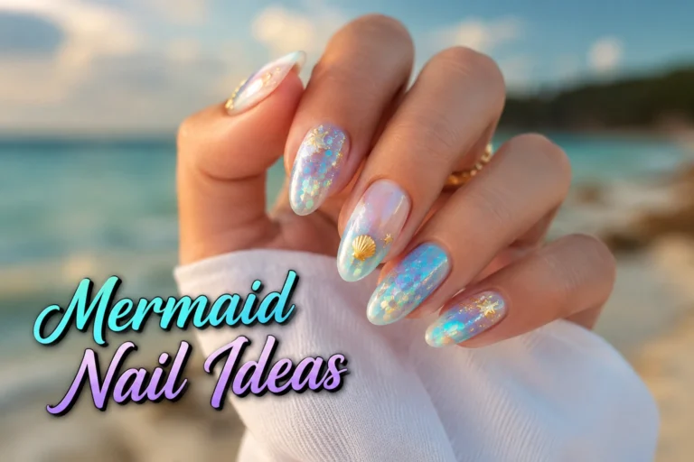 Shimmering mermaid nail ideas with elegant coastal-inspired manicure