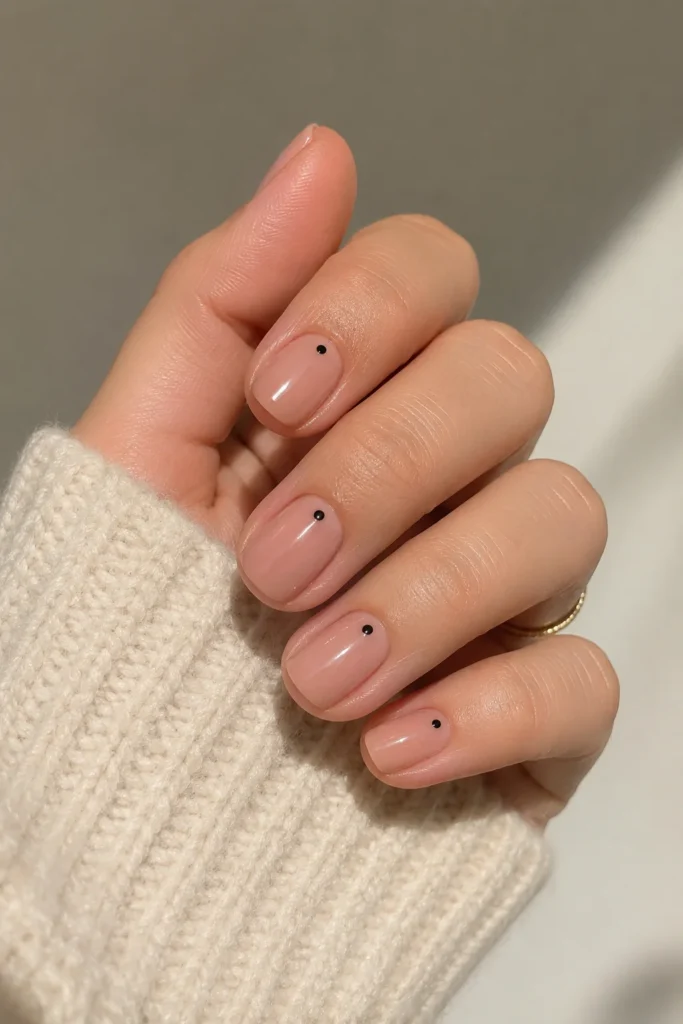 Tiny dot nail art near cuticle