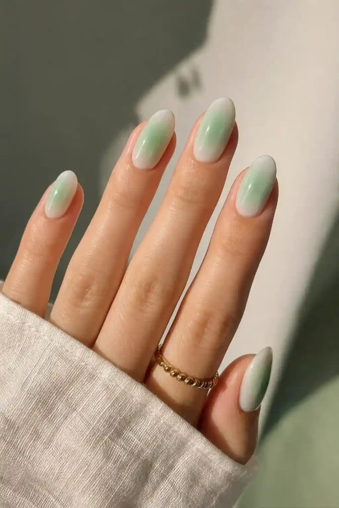 Refreshing mint green aura nails spring growth inspired